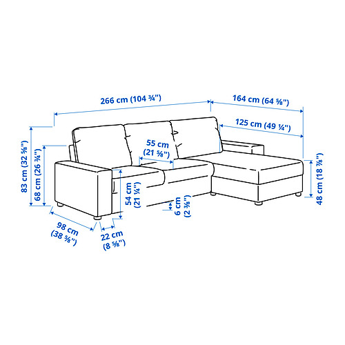 VIMLE - 3-seat sofa with chaise longue, with wide armrests/Hallarp beige | IKEA Taiwan Online - PE831247_S4