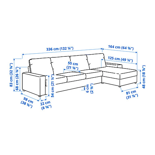 VIMLE - 4-seat sofa with chaise longue, with wide armrests/Gunnared medium grey | IKEA Taiwan Online - PE831258_S4