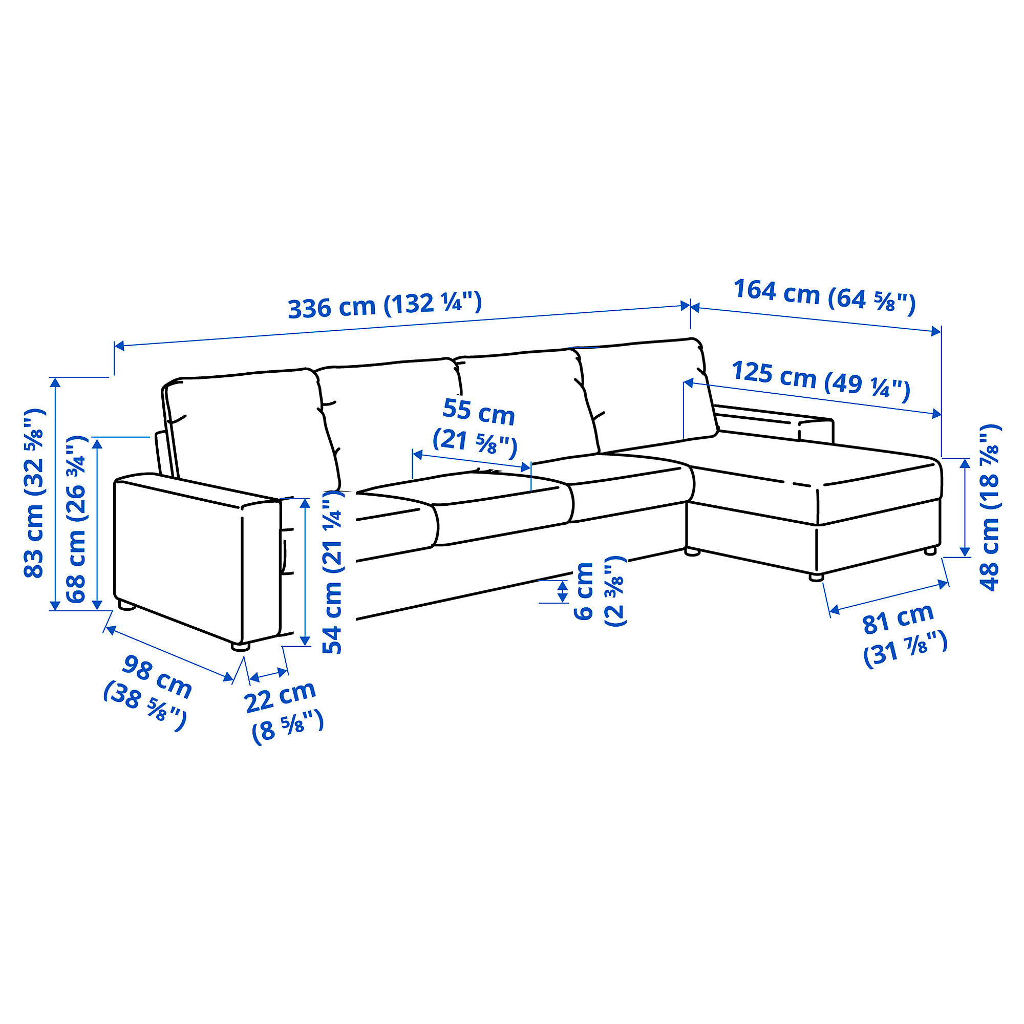 VIMLE 4-seat sofa with chaise longue