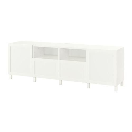 BESTÅ - TV bench with doors and drawers, white/Hanviken/Stubbarp white, 240x42x74 cm | IKEA Taiwan Online - PE731893_S4