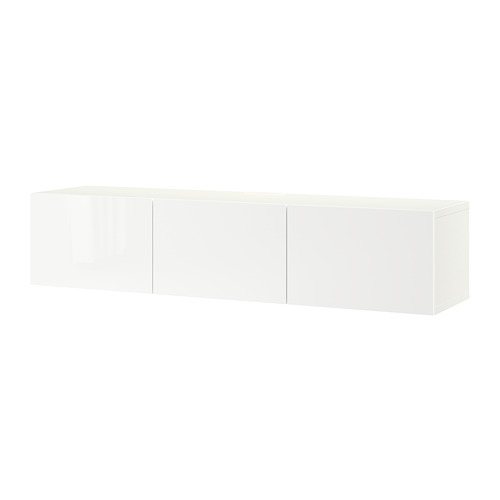 BESTÅ - TV bench with doors, white/Selsviken high-gloss/white, 180x42x38 cm | IKEA Taiwan Online - PE731907_S4