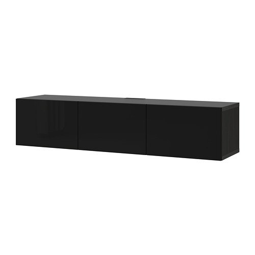 BESTÅ - TV bench with doors, black-brown/Selsviken high-gloss/black | IKEA Taiwan Online - PE731918_S4