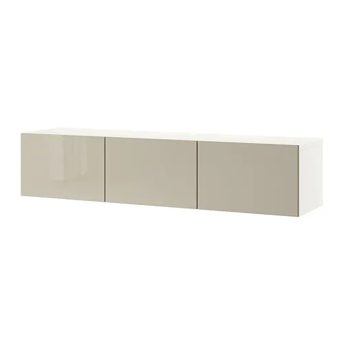 BESTÅ - 電視櫃附門板, 白色/Selsviken 高亮面/米色, 180x42x38 公分 | IKEA 線上購物 - PE731913_S4