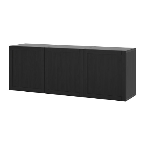 BESTÅ - wall-mounted cabinet combination, black-brown/Hanviken black-brown | IKEA Taiwan Online - PE731971_S4