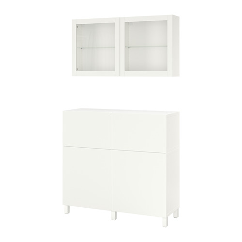BESTÅ - storage combination w doors/drawers, white/Lappviken/Stubbarp white clear glass | IKEA Taiwan Online - PE731972_S4