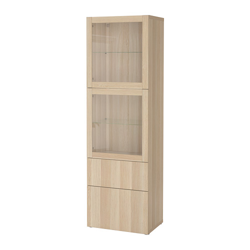 BESTÅ - storage combination w glass doors, white stained oak effect/Lappviken white stained oak eff clear glass | IKEA Taiwan Online - PE731993_S4