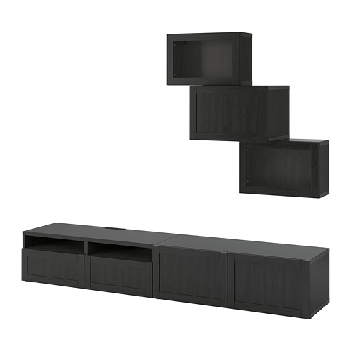BESTÅ - TV storage combination/glass doors, black-brown/Hanviken black-brown clear glass | IKEA Taiwan Online - PE732004_S4