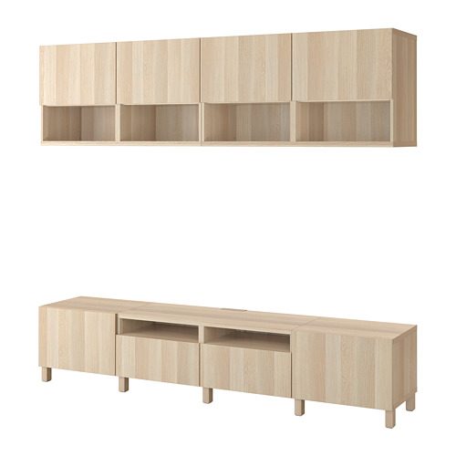 BESTÅ - TV storage combination, white stained oak effect/Lappviken/Stubbarp white stained oak effect | IKEA Taiwan Online - PE732007_S4