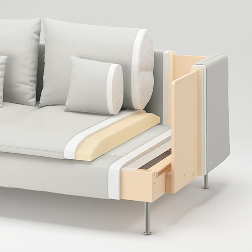 SÖDERHAMN - 4-seat sofa with chaise longue, Fridtuna light beige | IKEA Taiwan Online - PE732032_S4