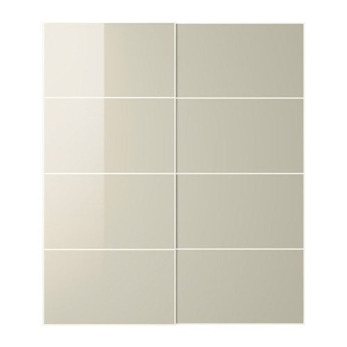HOKKSUND - pair of sliding doors, high-gloss light beige | IKEA Taiwan Online - PE641584_S4