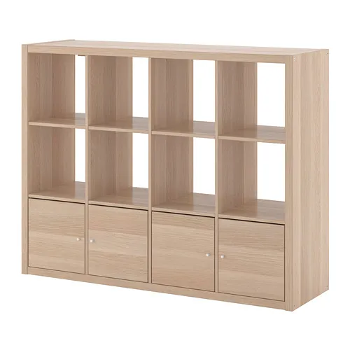 KALLAX - shelving unit with 4 inserts, white stained oak effect, 147x112 cm | IKEA Taiwan Online - PE689113_S4