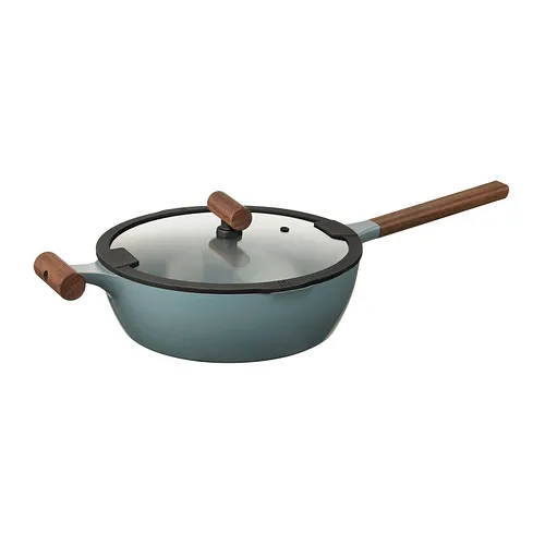 KLIPPFISK - sauté pan with lid, non-stick coating glass/wood grey-turquoise, 28 cm | IKEA Taiwan Online - PE976980_S4