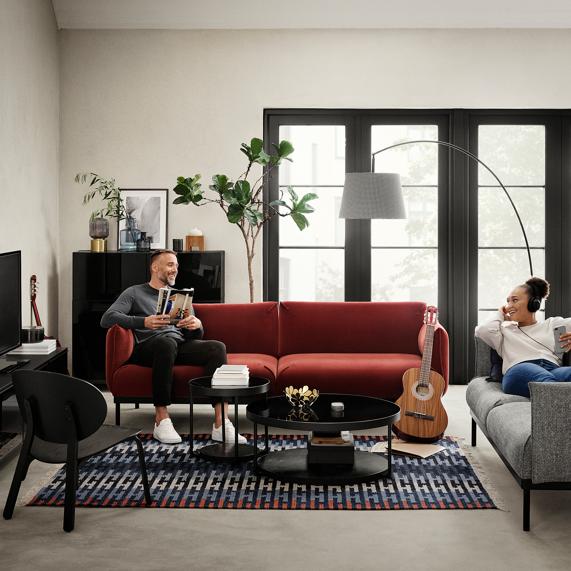 FRÖTORP フロートルプ IKEA FRÖTORP フロートルプ サイドテーブル, チャコール 大理石調