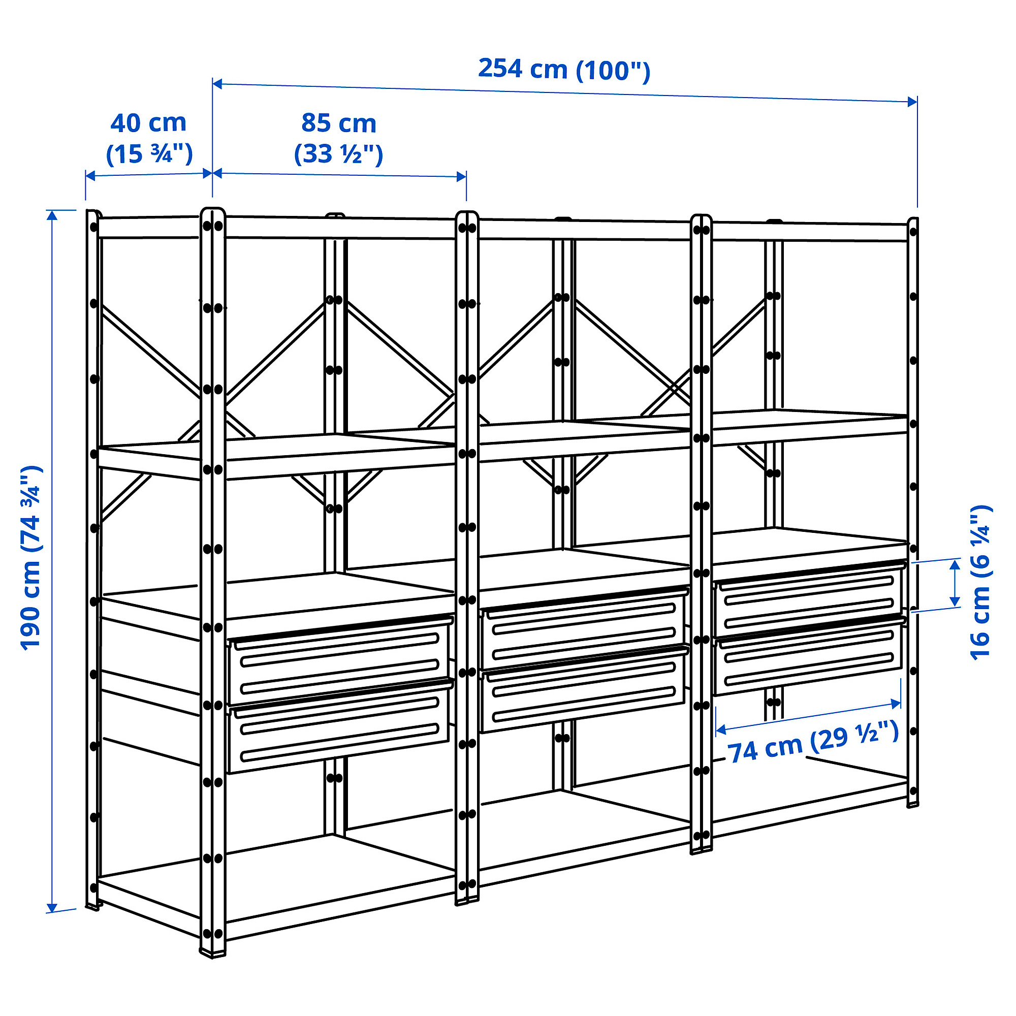 BROR shelving unit with drawers/shelves