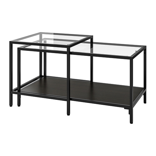 VITTSJÖ - nest of tables, set of 2, black-brown/glass, 90x50 cm | IKEA Taiwan Online - PE977132_S4
