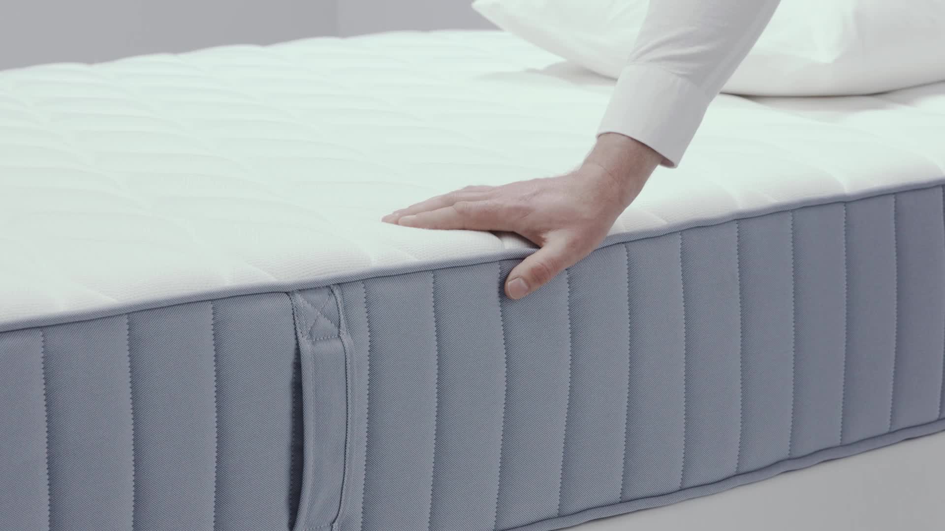 VÅGSTRANDA - pocket sprung mattress, firm/light blue, 90x200 cm