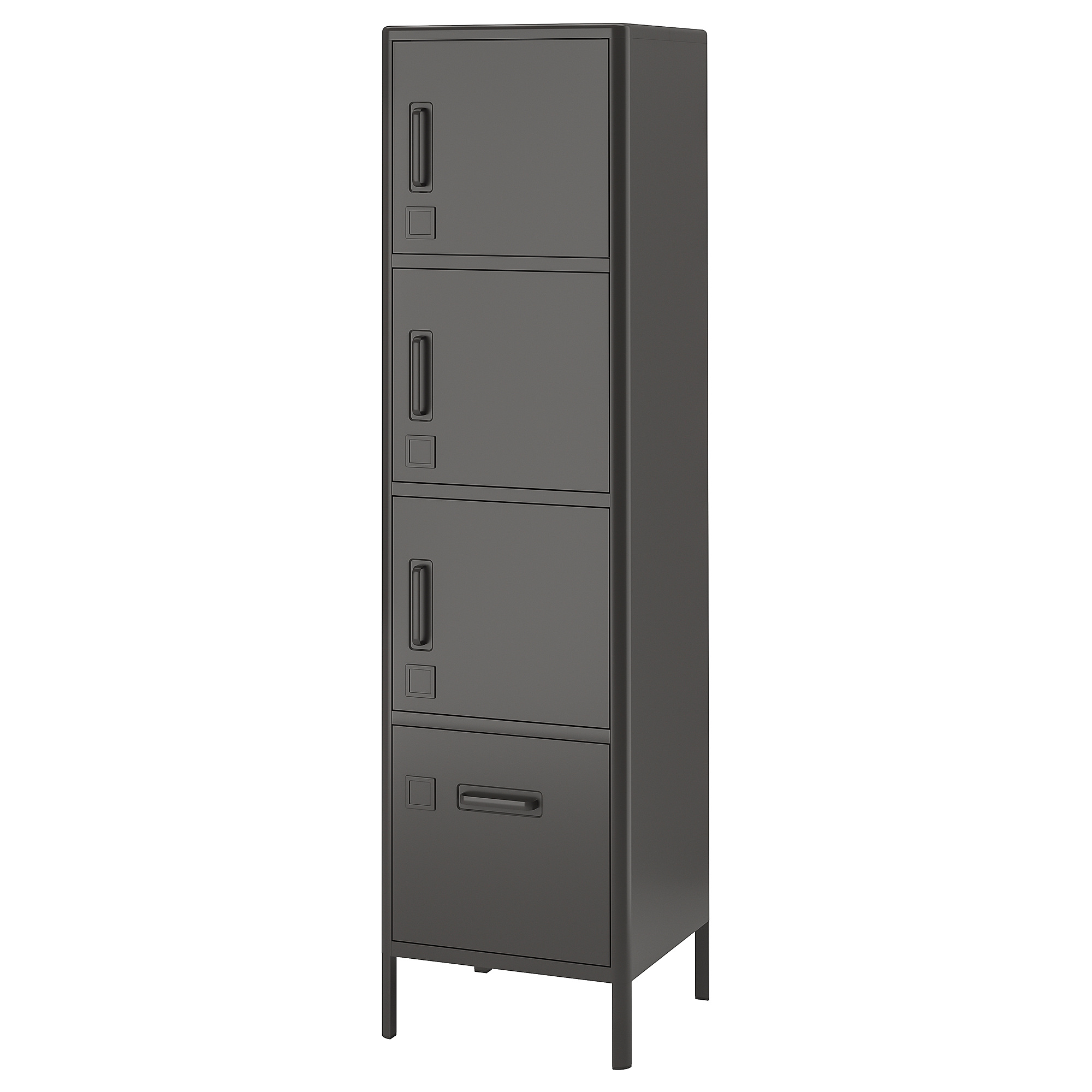 IDÅSEN high with drawer and doors, dark grey, 45x172 cm