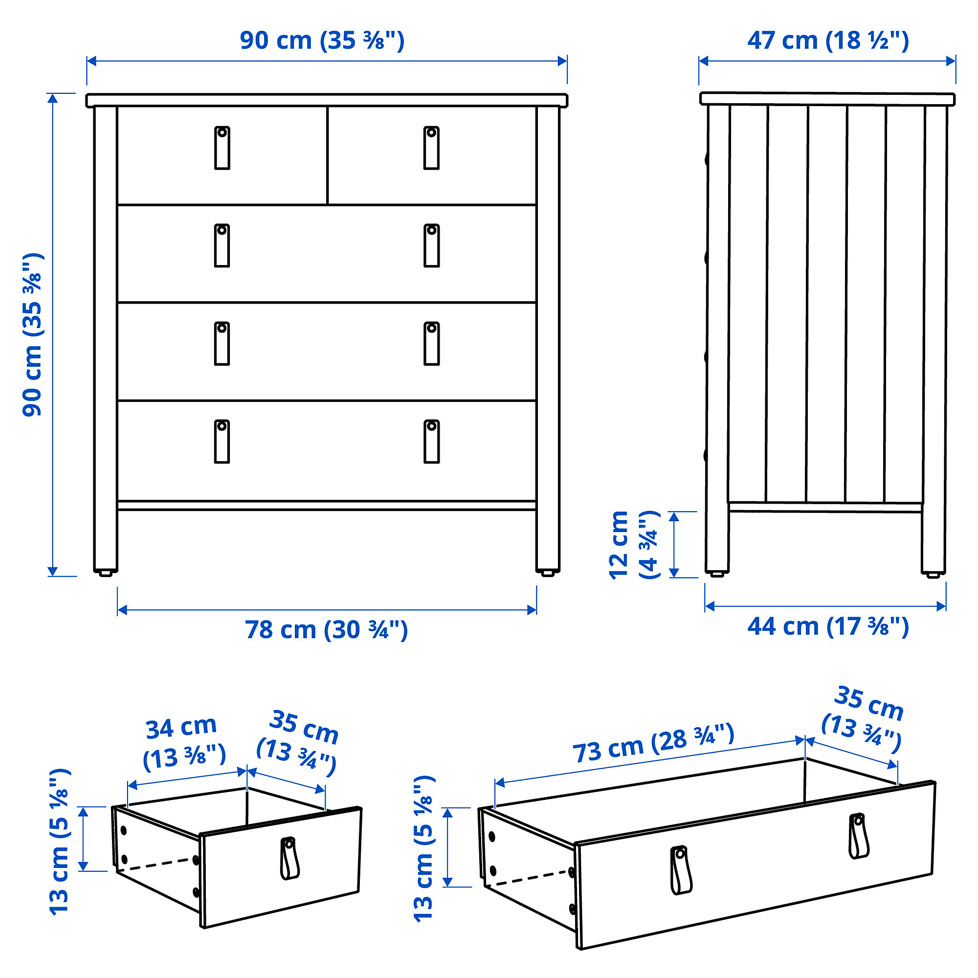 BJÖRKSNÄS chest of 5 drawers