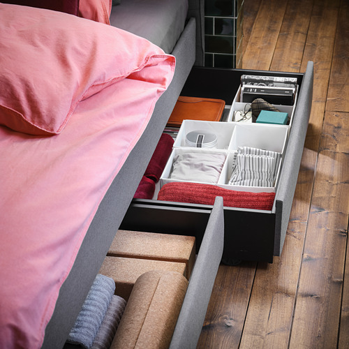 HAUGA - 軟墊式床附4個收納盒, Vissle 灰色 | IKEA 線上購物 - PH173256_S4