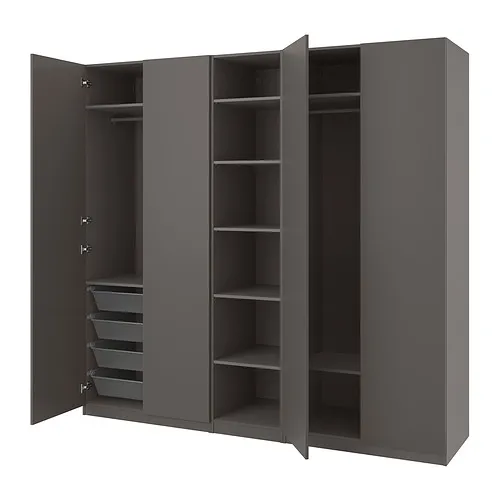 PAX/FORSAND - 衣櫃/衣櫥, 深灰色/深灰色, 250x60x236 公分 | IKEA 線上購物 - PE873945_S4
