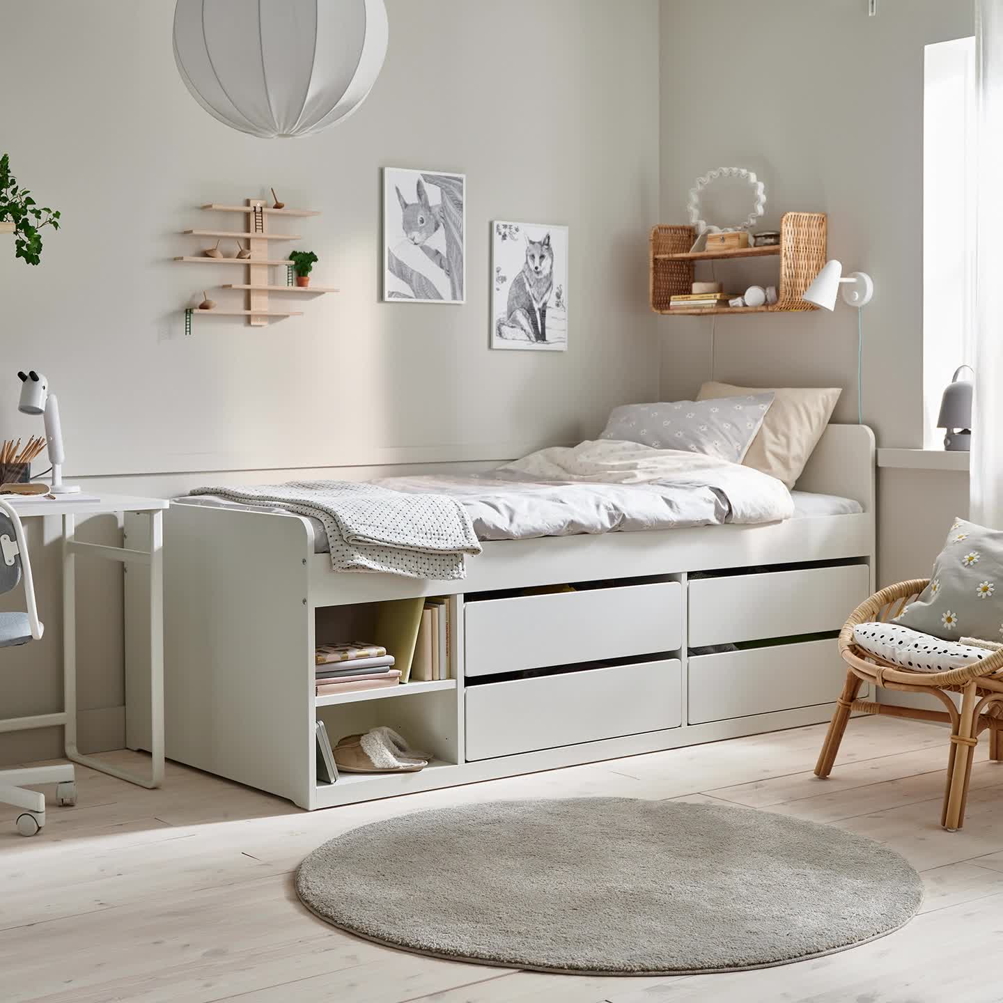 SLÄKT bed frame with storage, white, 90x200 cm IKEA Taiwan Online