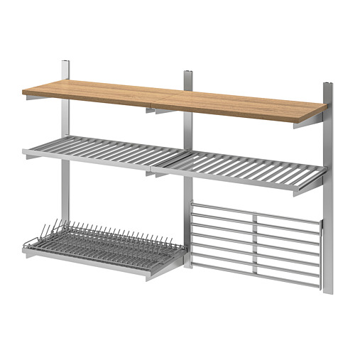 KUNGSFORS - susp rail/shlf/dish dra/wll gr, stainless steel/ash | IKEA Taiwan Online - PE732863_S4