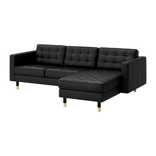 LANDSKRONA - 3-seat sofa, with chaise longue/Grann/Bomstad black/wood | IKEA Taiwan Online - PE514807_S4