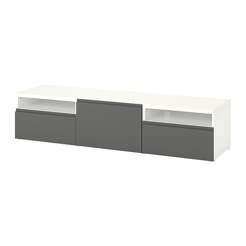 BESTÅ - TV bench with drawers and door, white/Västerviken dark grey | IKEA Taiwan Online - PE832061_S4