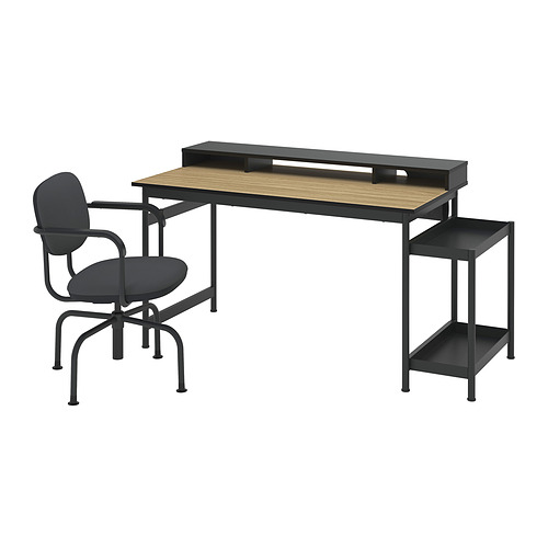 MULLSJÖ - 書桌及椅子, 實木貼皮, 橡木/深灰色 | IKEA 線上購物 - PE977575_S4