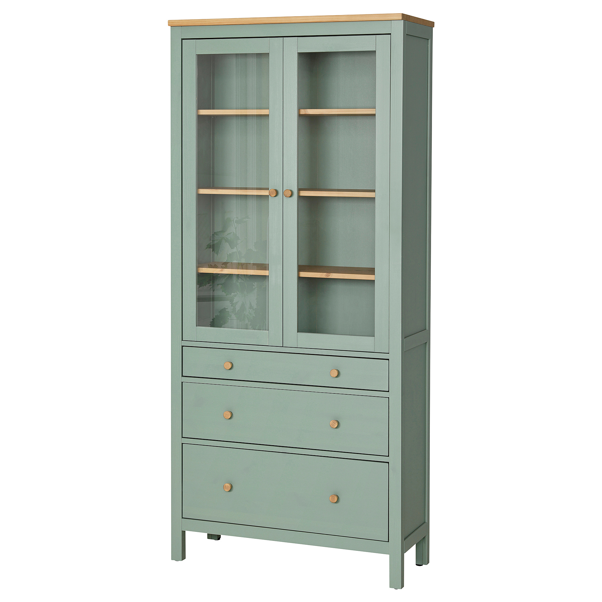 HEMNES glass-door cabinet with 3 drawers