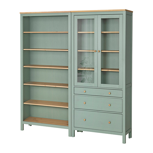 HEMNES - storage combination w doors/drawers, grey-green/light brown stained, 180x197 cm | IKEA Taiwan Online - PE977589_S4