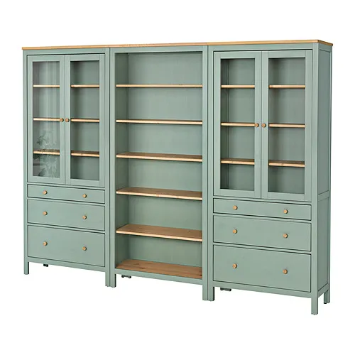 HEMNES - 收納組合附門/抽屜, 灰綠色/淺棕色, 270x197 公分 | IKEA 線上購物 - PE977591_S4