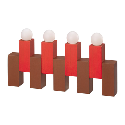 STRÅLA - LED table decoration, battery-operated/wooden block red | IKEA Taiwan Online - E1013151_S4
