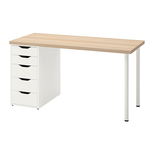 LAGKAPTEN/ALEX - desk, white stained oak effect/white, 140x60 cm | IKEA Taiwan Online - PE832395_S4