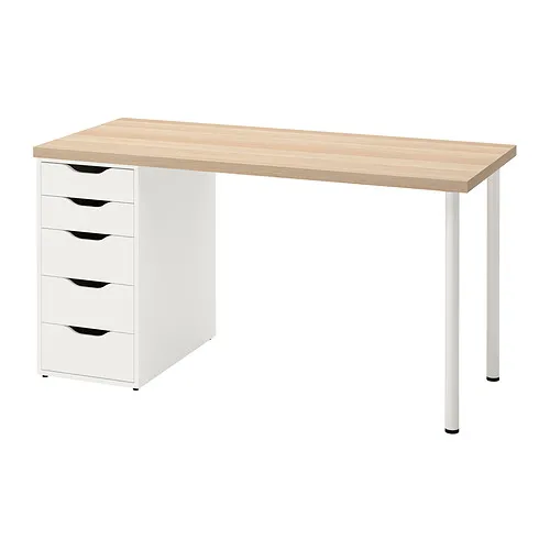 LAGKAPTEN/ALEX - 書桌/工作桌, 染白橡木紋/白色, 140x60 公分 | IKEA 線上購物 - PE832395_S4