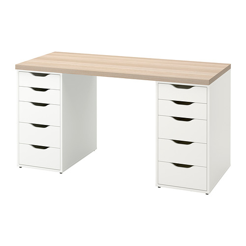 LAGKAPTEN/ALEX - desk, white stained oak effect/white | IKEA Taiwan Online - PE832396_S4