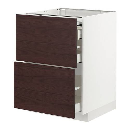 METOD/MAXIMERA - bc w pull-out work surface/3drw, white Askersund/dark brown ash effect | IKEA Taiwan Online - PE832491_S4