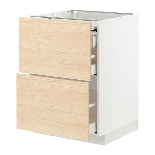METOD/MAXIMERA - bc w pull-out work surface/3drw, white/Askersund light ash effect | IKEA Taiwan Online - PE832430_S4