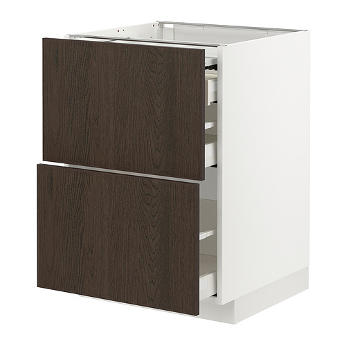 METOD/MAXIMERA - bc w pull-out work surface/3drw, white/Sinarp brown | IKEA Taiwan Online - PE832450_S4