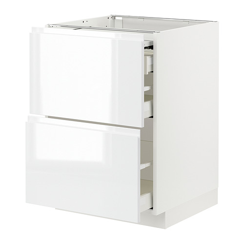 METOD/MAXIMERA - bc w pull-out work surface/3drw, white/Voxtorp high-gloss/white | IKEA Taiwan Online - PE832485_S4