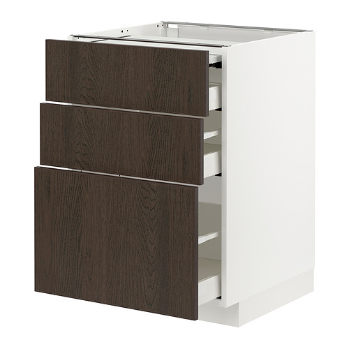 METOD/MAXIMERA - bc w pull-out work surface/3drw, white/Sinarp brown | IKEA Taiwan Online - PE832599_S4