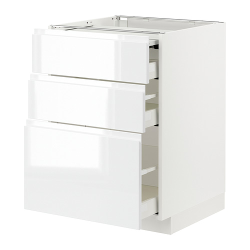 METOD/MAXIMERA - bc w pull-out work surface/3drw, white/Voxtorp high-gloss/white | IKEA Taiwan Online - PE832526_S4