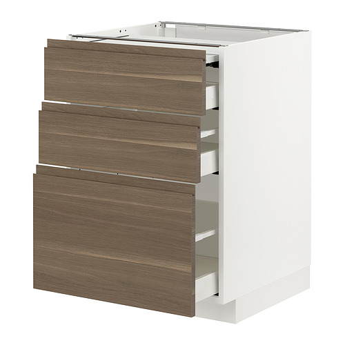 METOD/MAXIMERA - bc w pull-out work surface/3drw, white/Voxtorp walnut effect | IKEA Taiwan Online - PE832503_S4
