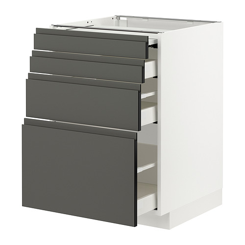 METOD/MAXIMERA - bc w pull-out work surface/3drw, white/Voxtorp dark grey | IKEA Taiwan Online - PE832537_S4