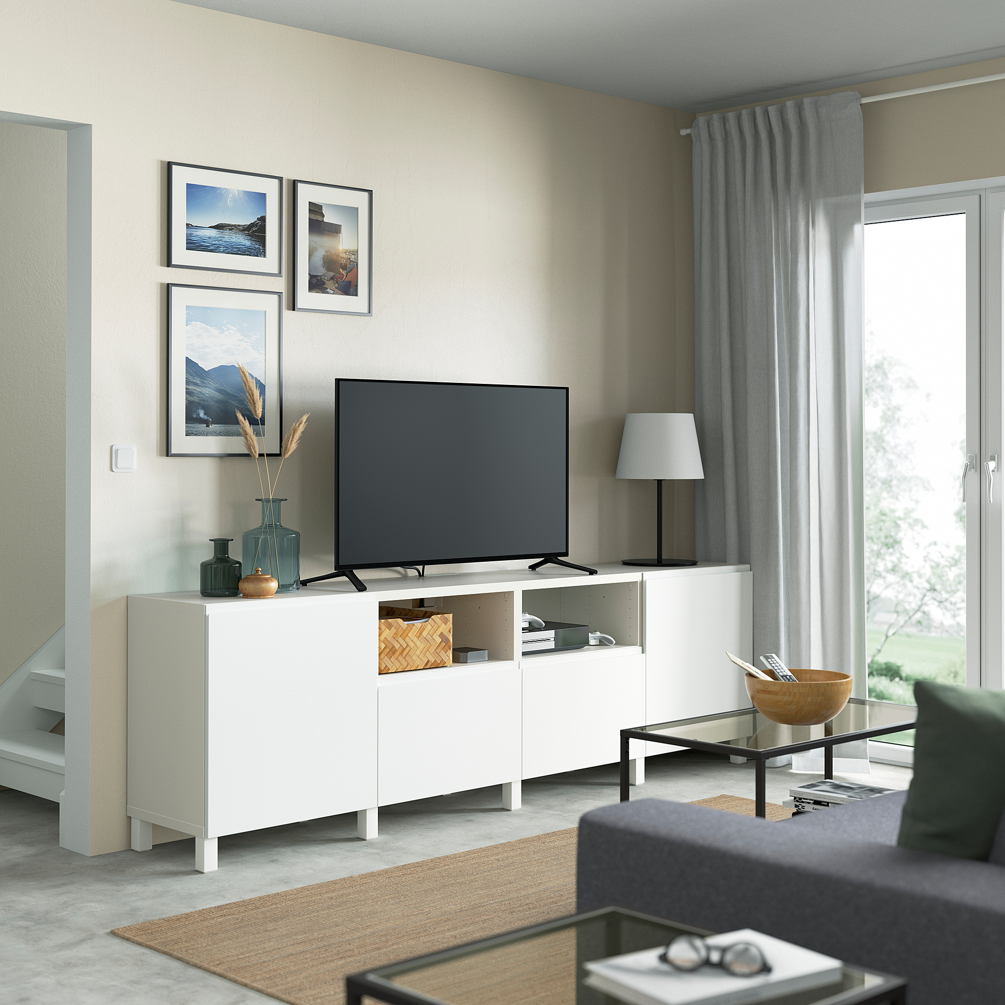 BESTÅ TV bench with doors and drawers