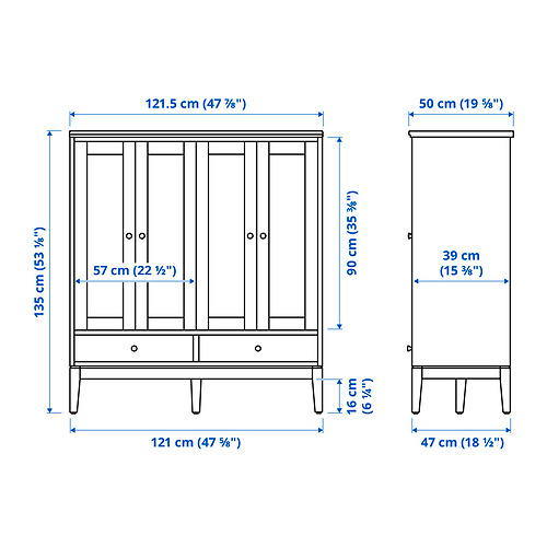 IDANÄS cabinet with bi-folded glass doors