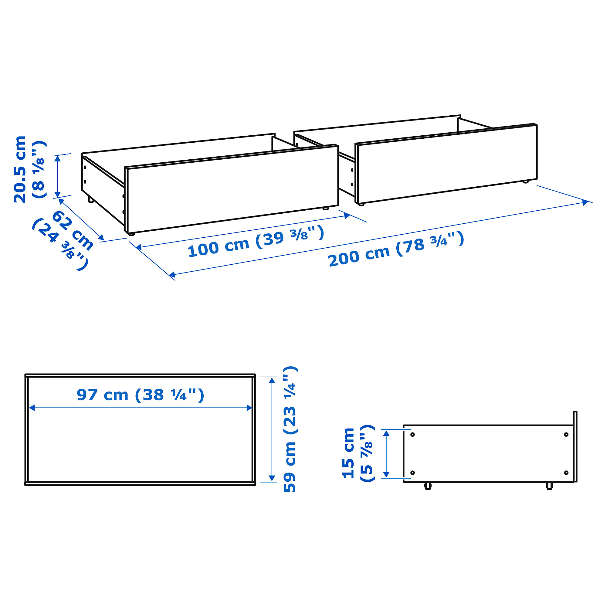 MALM bed storage box for high bed frame