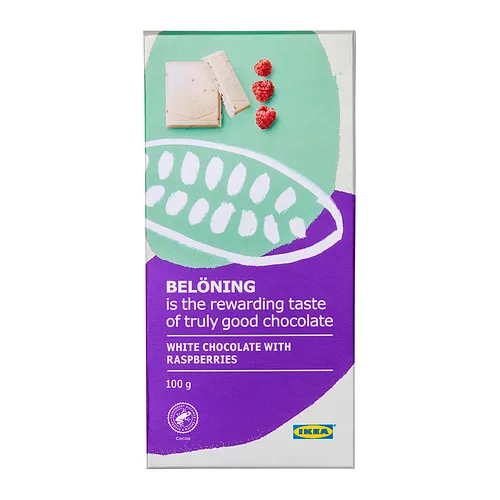 BELÖNING - 白巧克力片, 含覆盆子 雨林聯盟認證, 100 公克 | IKEA 線上購物 - PE874646_S4