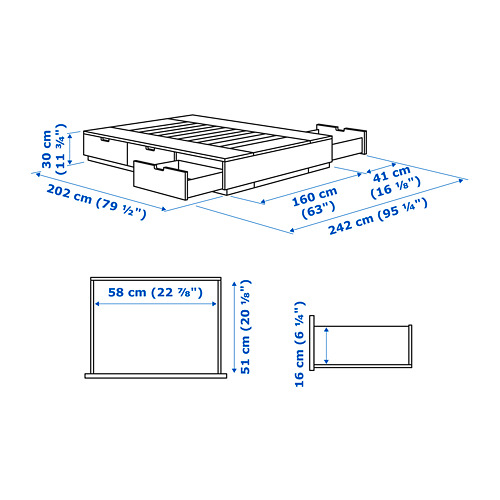 NORDLI 床框附床底收納盒