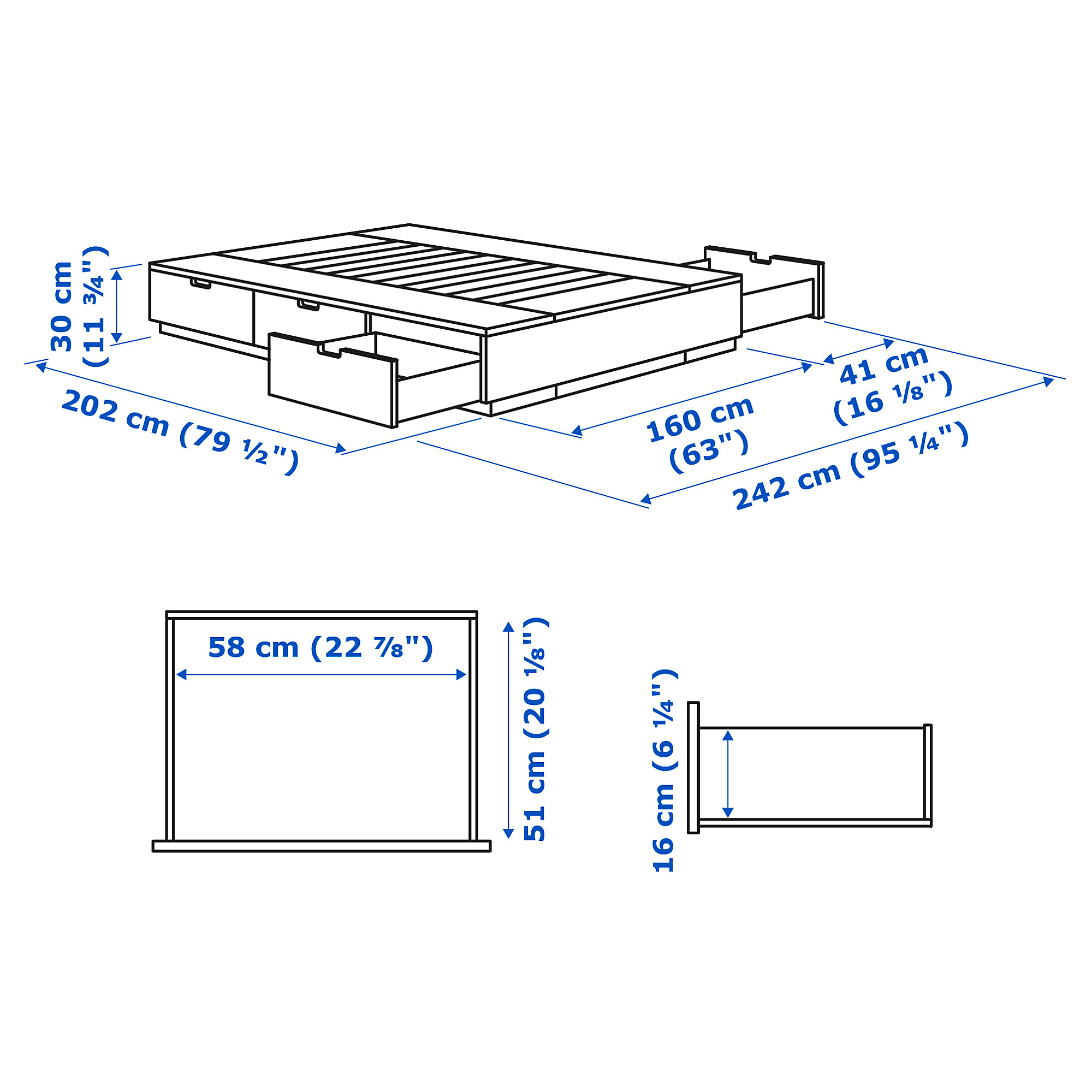 NORDLI 床框附床底收納盒
